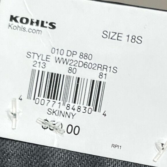 Nine West Women's Charcoal High Rise Skinny Sculpting Denim Jeans, Size 18S, NWT - Picture 11 of 12